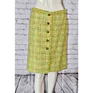ESCADA Haute Couture for Work or Play Green Fringe Tweed Pencil Skirt 38/8
